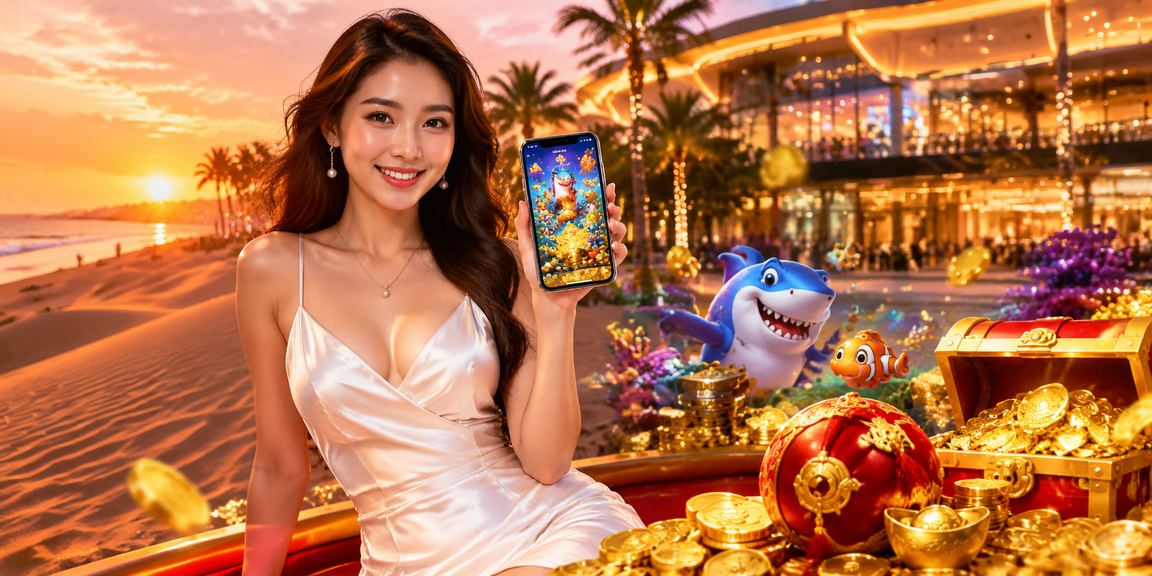 Người chơi sử dụng ứng dụng casino trên điện thoại tại Mũi Né với biển và nắng vàng