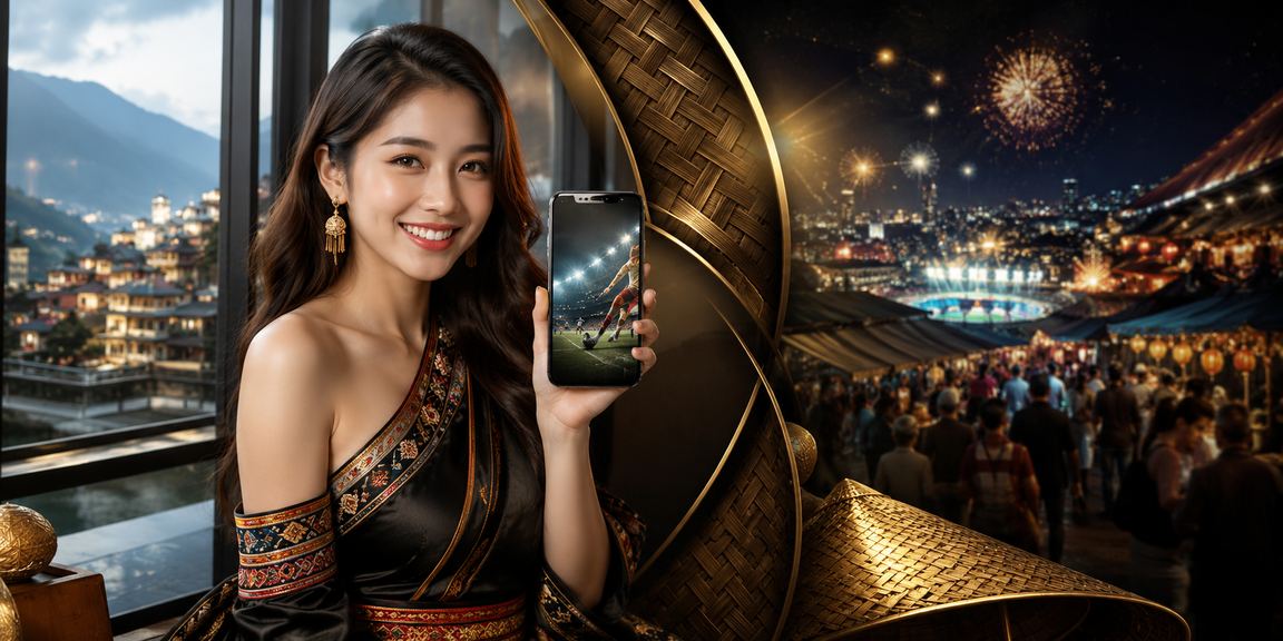 Người dùng Sa Pa mở ứng dụng casino trên điện thoại với nón lá truyền thống trong khung cảnh núi rừng